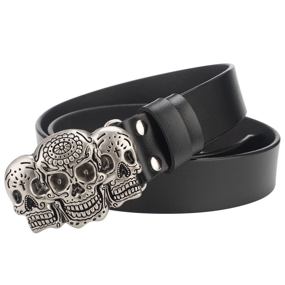 Skulls Deaths Head Skull Buckle Cowskin Leather Belt Grailed