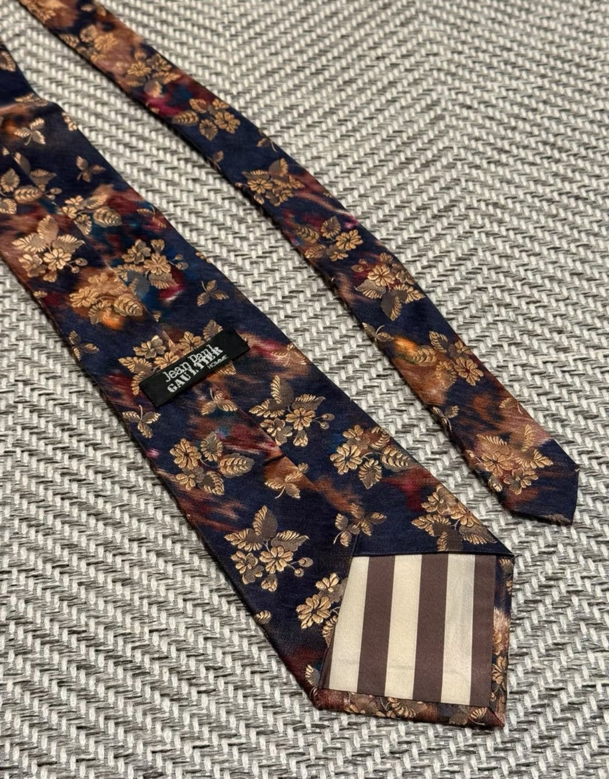 Jean Paul Gaultier Jean Paul Gaultier Gold Floral Print Tie K24 Size ONE SIZE - 4 Thumbnail