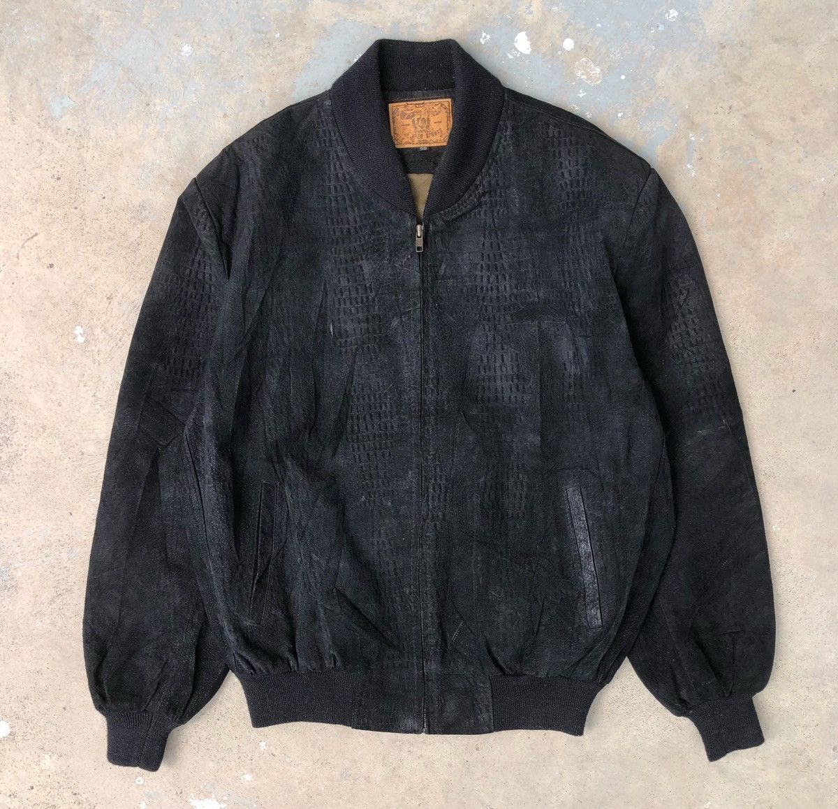 Vintage Vintage Crocodile Texture Leather Bomber Jacket Size US M / EU 48-50 / 2 - 1 Thumbnail