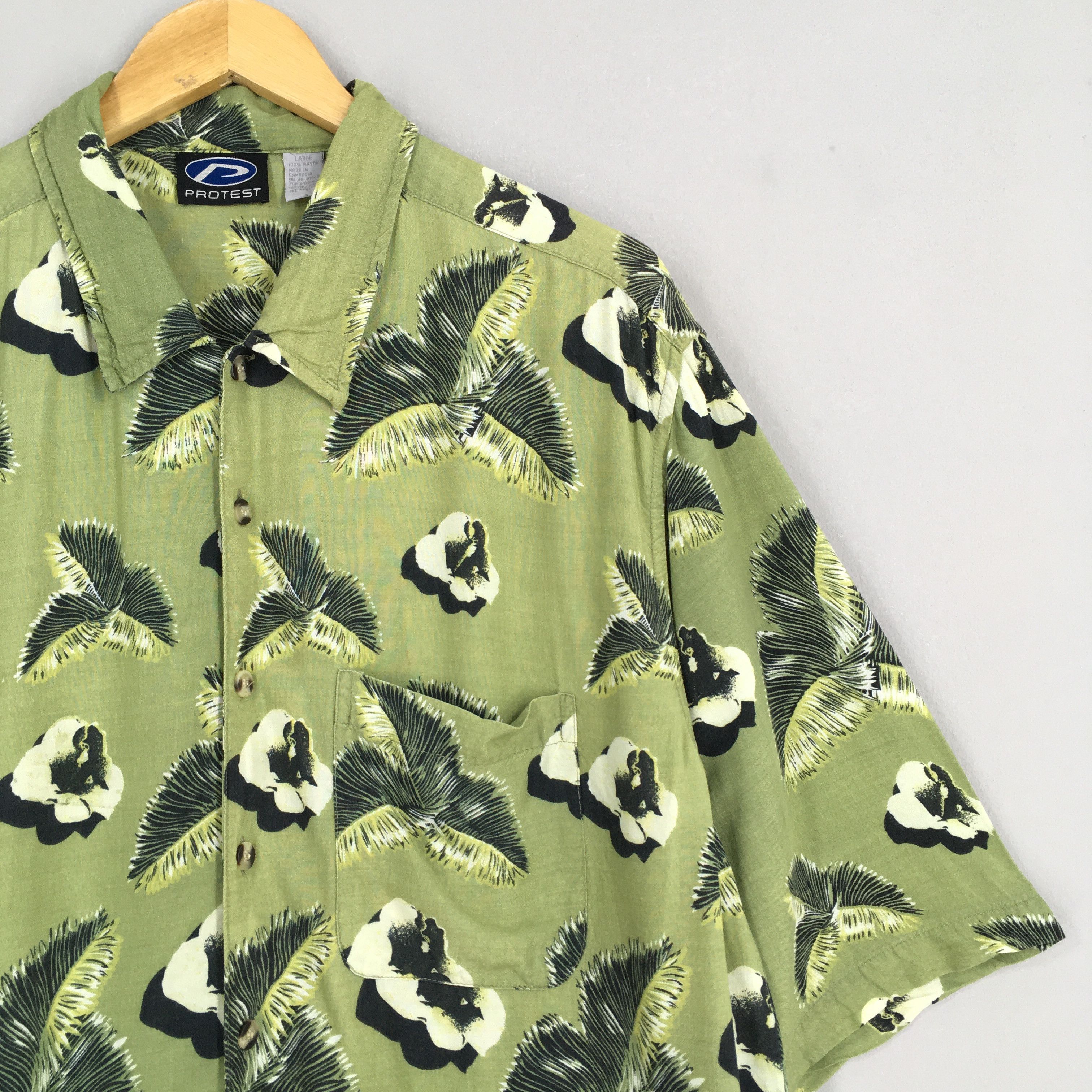 Other Vintage 90s Floral Leaves Aloha Men's Shirt Large Size US L / EU 52-54 / 3 - 2 Thumbnail