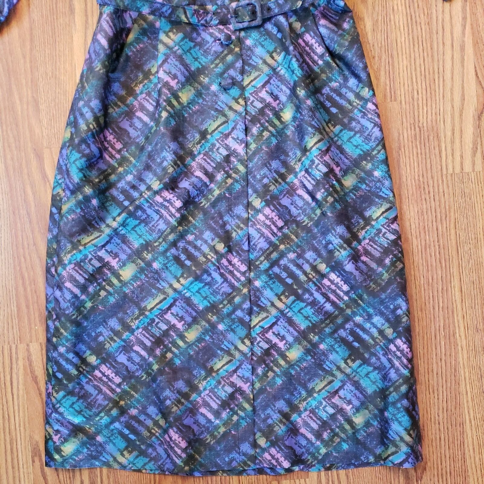 Other Vtg Career Dress Sz 16 Volump Belted Brutalist Peacock Blue Size M / US 6-8 / IT 42-44 - 9 Thumbnail