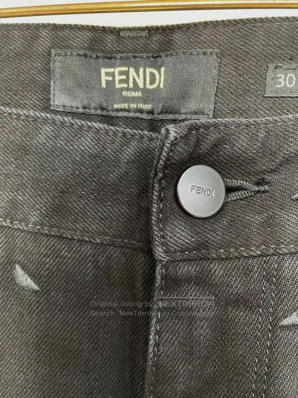 Fendi Fendi Black Embroidered Casual Pants for Men . Size US 26 / EU 42 - 5 Thumbnail
