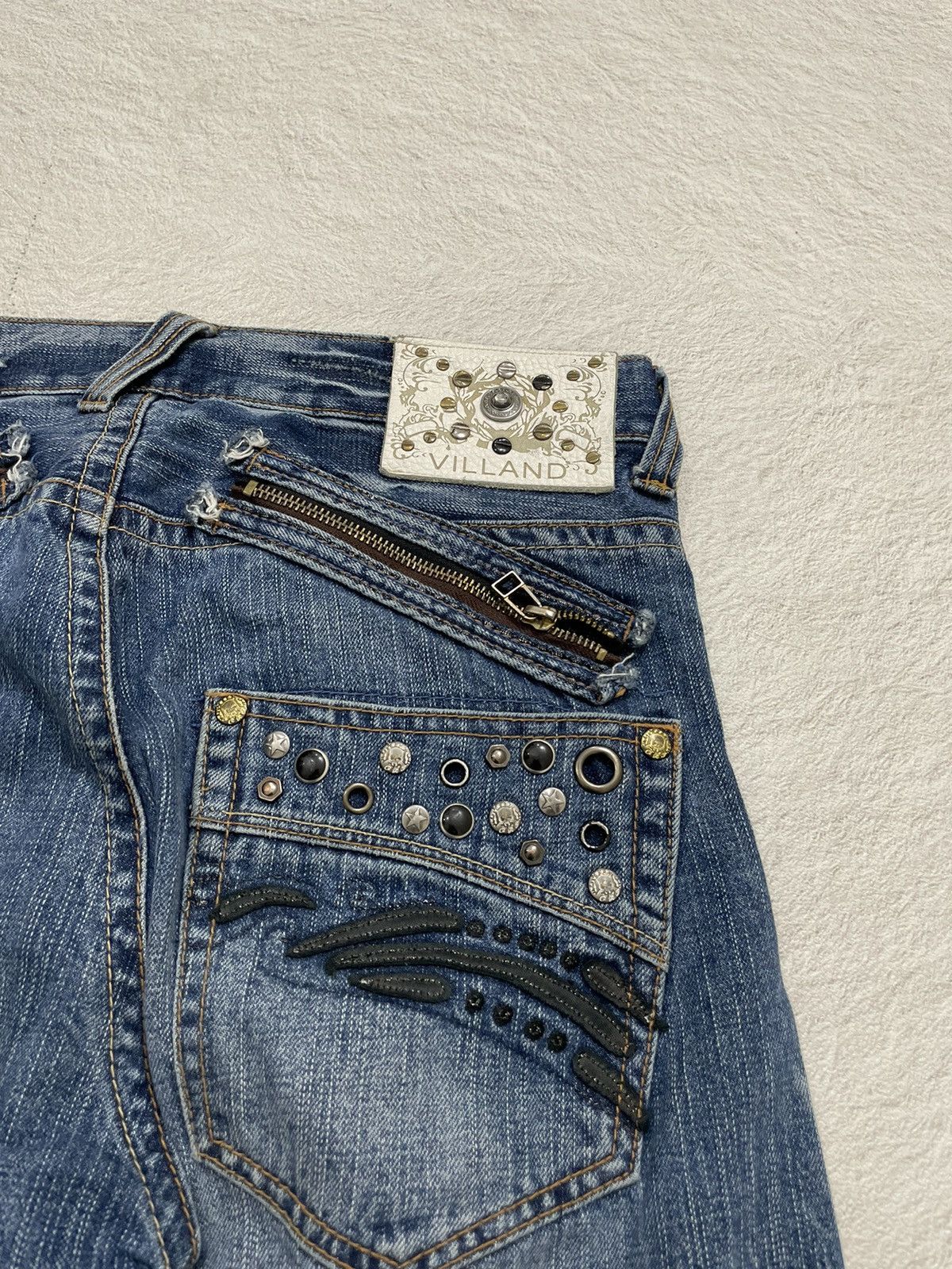 If Six Was Nine × Japanese Brand 2000s Villand Studed Jorts Stonewash Size US 30 / EU 46 - 7 Thumbnail