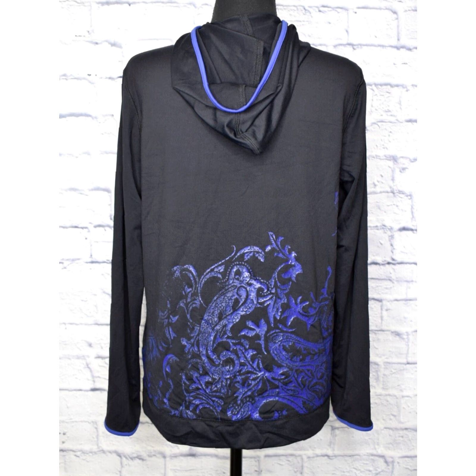 Vintage Zenergy Zenergy Full Zip Hoodie Women Small Black Tribal Activewear Stretch Nylon/Spandex, Zip, Long Sleeve, Regular, Casual, 0 (No UPC) Size S / US 4 / IT 40 - 3 Thumbnail