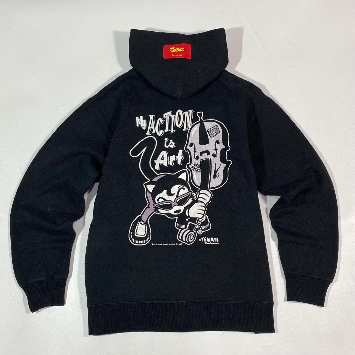 image of Vintage Send Offers Temmye Designed By Cream Soda Hoodie in Black, Men's (Size Large)