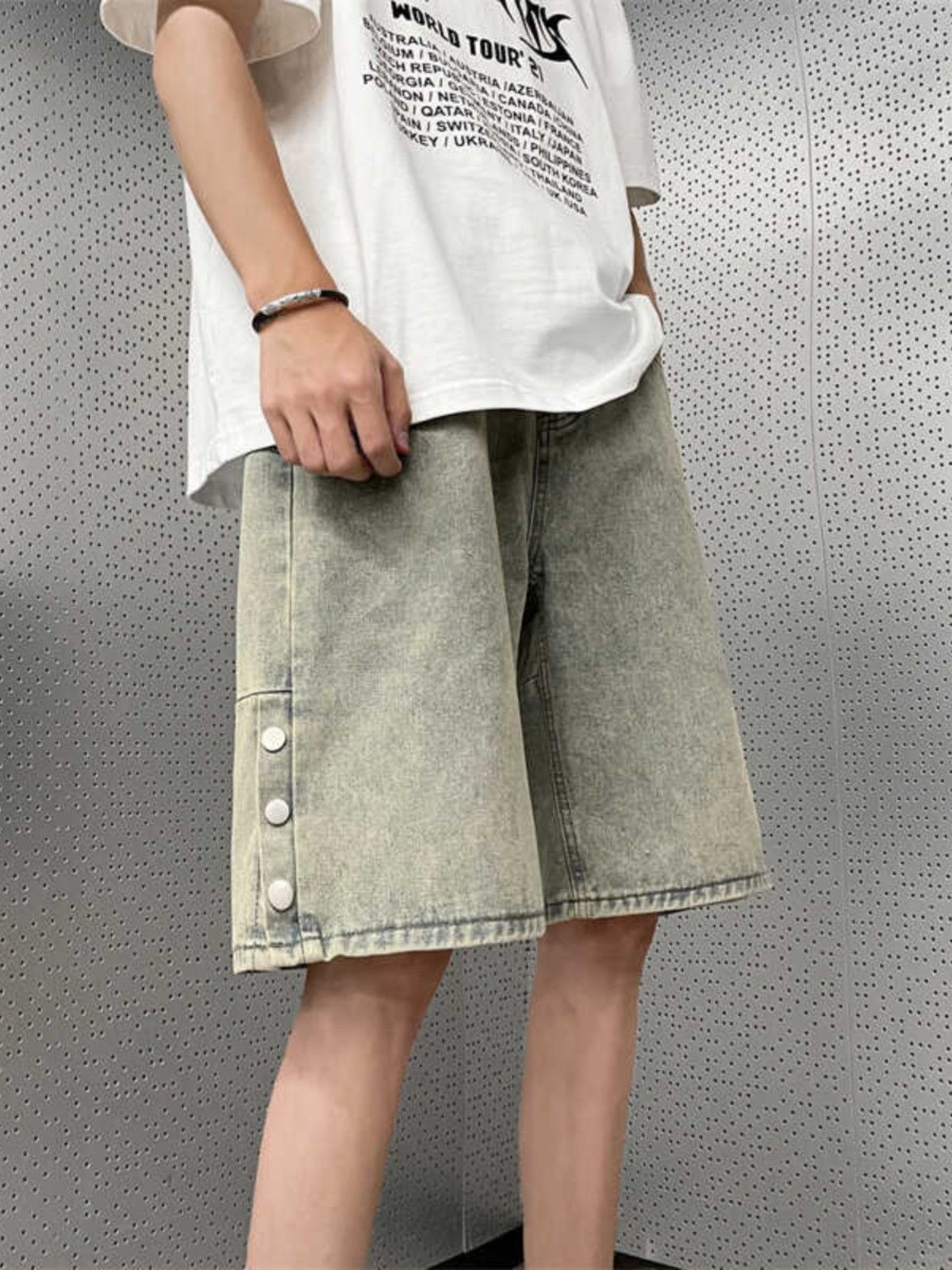 Japanese Brand × Jean Casual straight breasted split denim shorts Size US 32 / EU 48 - 1 Thumbnail