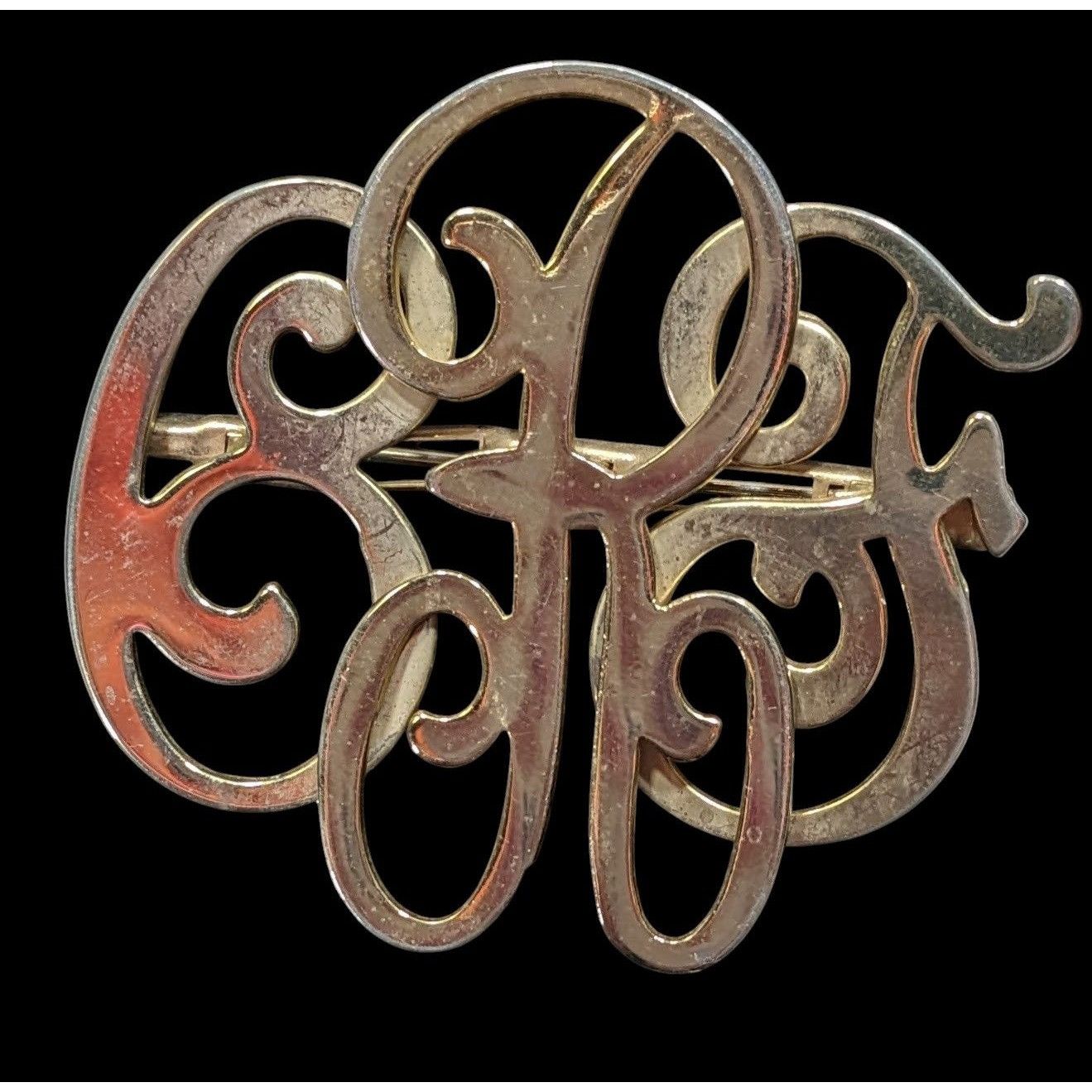 Other Vintage Cursive Monogram Brooch BRF Gold Tone Size ONE SIZE - 1 Thumbnail