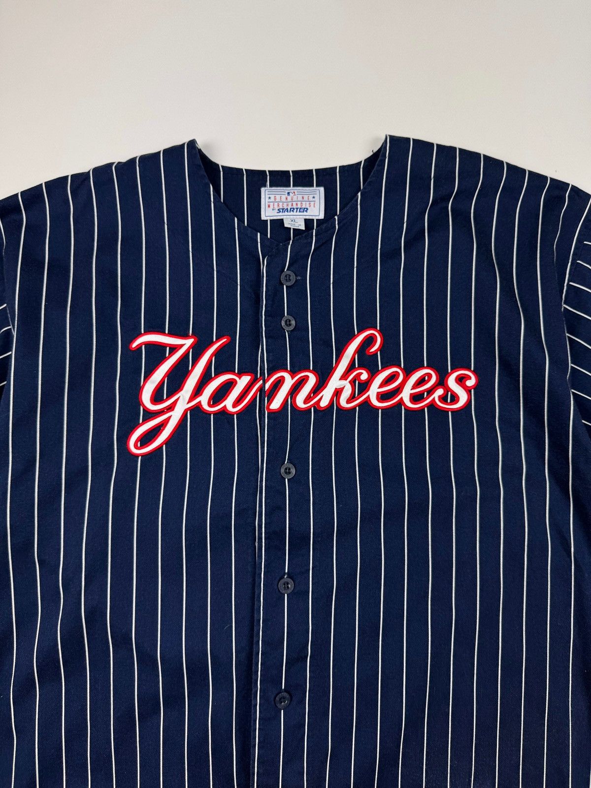 MLB × Starter × Vintage Vintage MLB New York Yankees Baseball Striped Jersey Size US XL / EU 56 / 4 - 4 Thumbnail