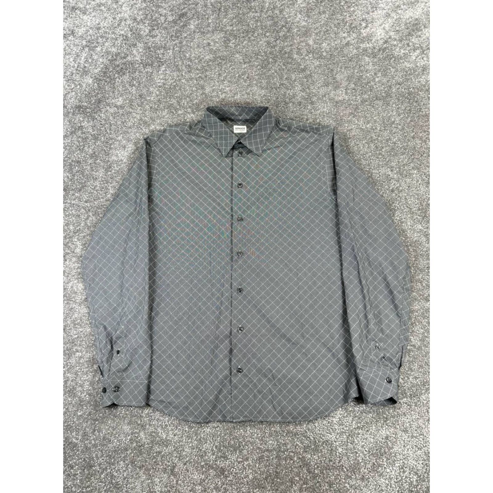 Armani Armani Collezioni Shirt Mens Large Gray Cotton Button Up Size US L / EU 52-54 / 3 - 2 Thumbnail