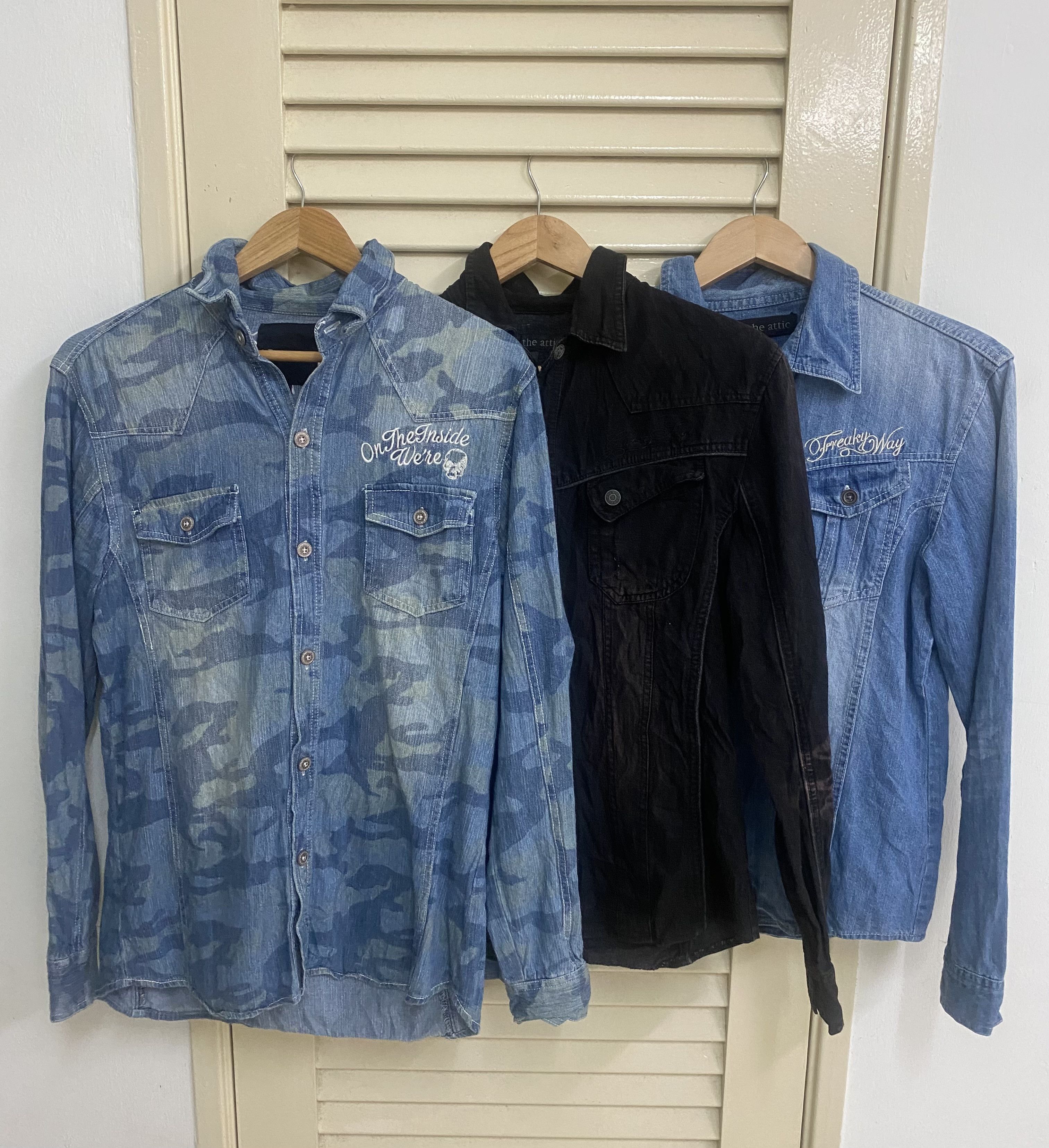 In The Attic Japanese Lots of 3 Denim Shirt Punkers Seditionaries Size US L / EU 52-54 / 3 - 1 Thumbnail
