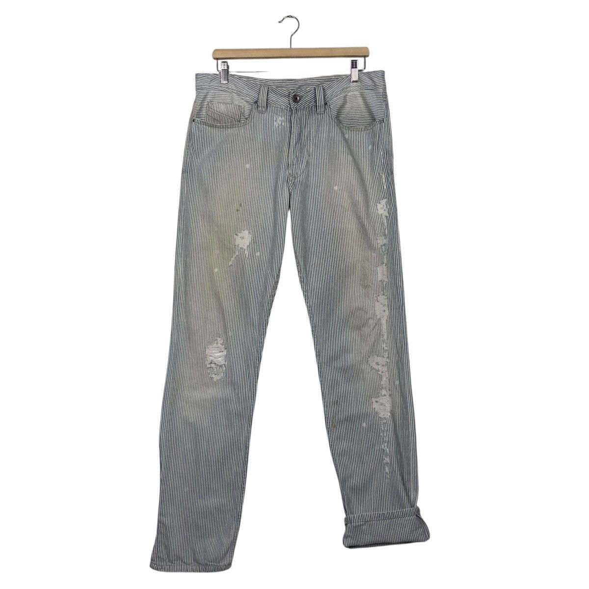 Diesel Black Gold Diesel Black Gold Vintage-Worn Railroad Stripe Denim Size 34" / US 12 / IT 48 - 15 Thumbnail
