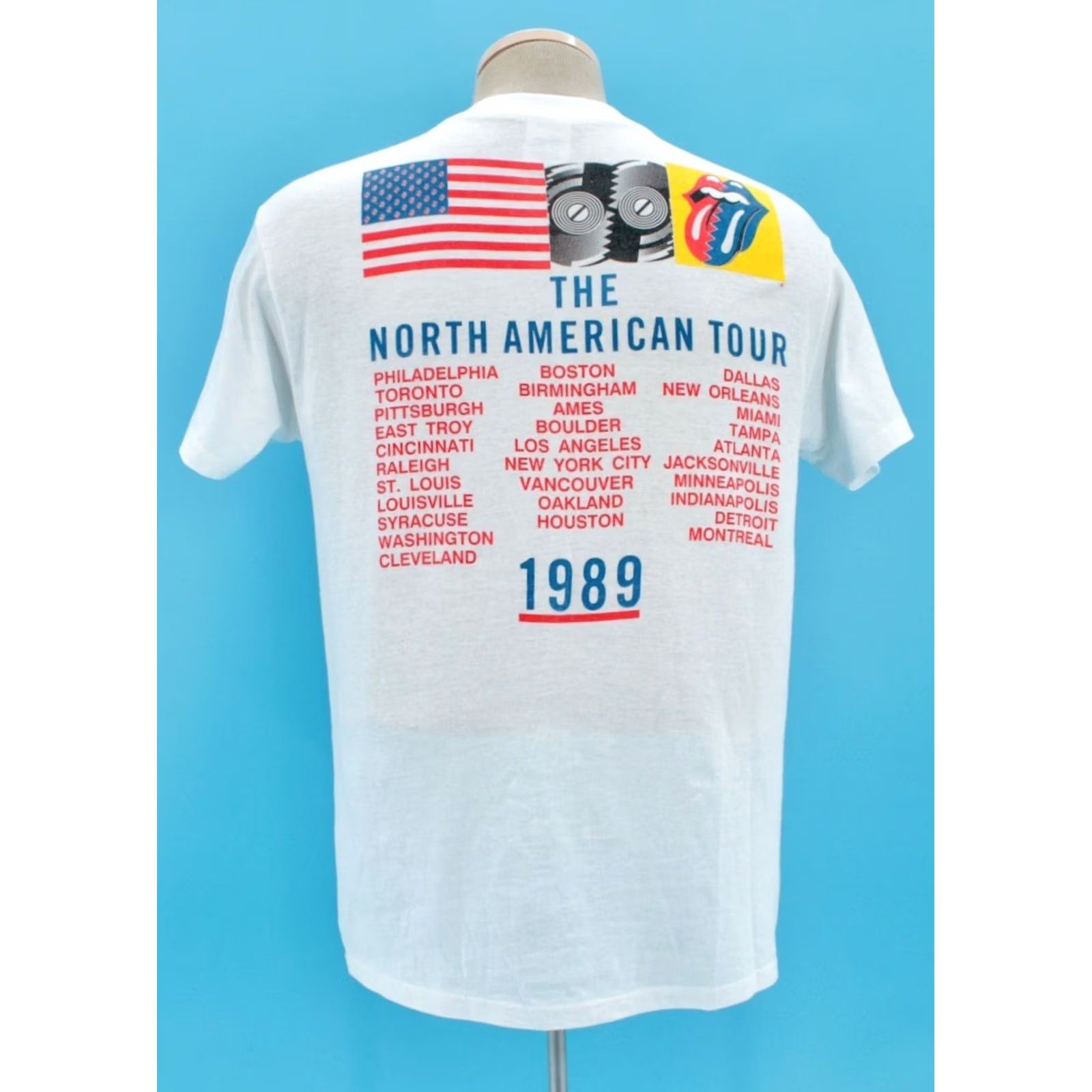 Vintage VTG 80s Rolling Stones Steel Wheels Tour TShirt Sz L Band T-shirt 1989 Flag Shirt Men L White Graphic Tee 1980s Mens VTG Rolling Stones Band T-Shirt Size US L / EU 52-54 / 3 - 3 Thumbnail