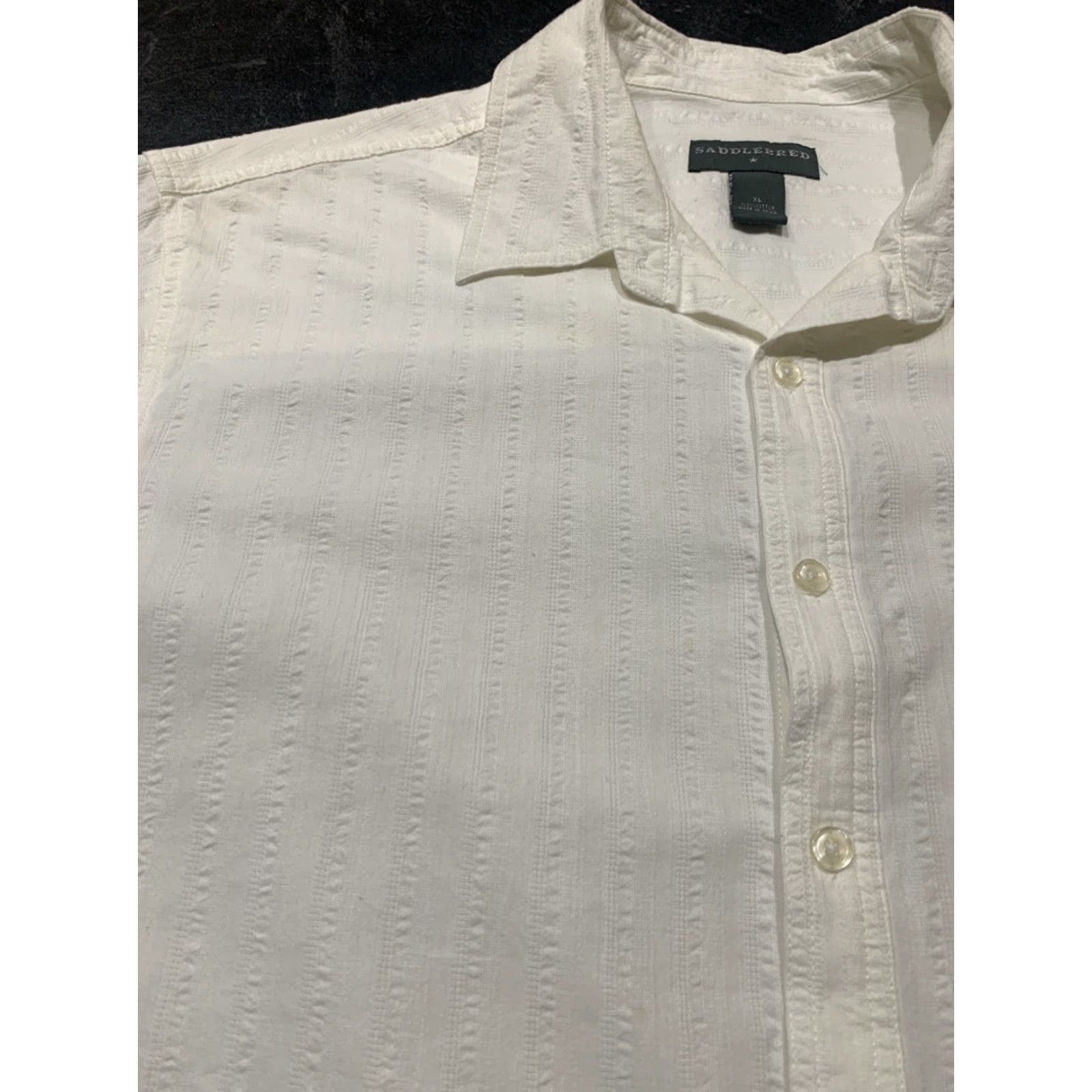 Vintage SADDLERBED Men's XL White Plaid Short Sleeve Button-Up Shirt Cotton Casual Size US XL / EU 56 / 4 - 4 Thumbnail