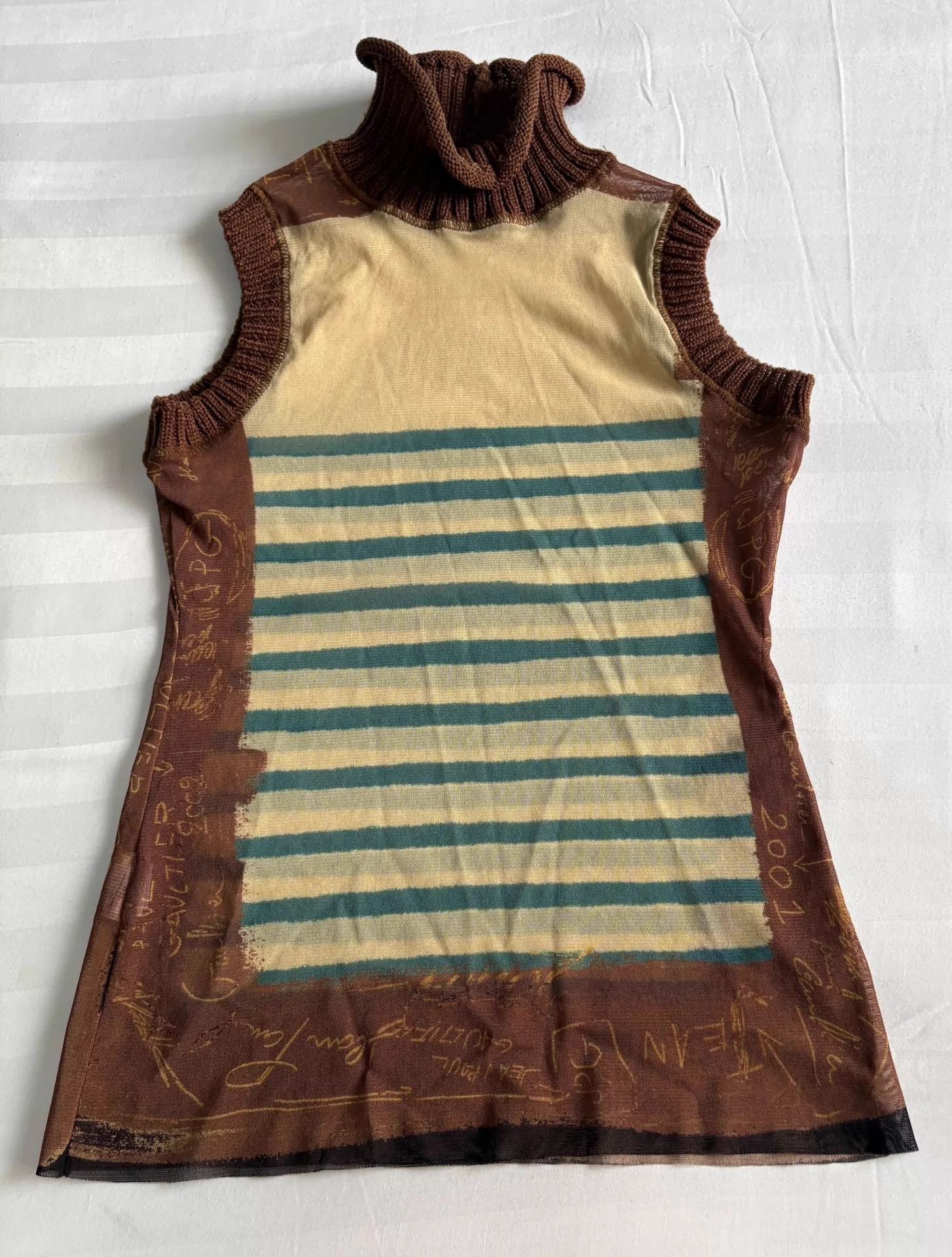 Jean Paul Gaultier JPG vintage knit mesh panel vest 2001 graffiti Size S / US 4 / IT 40 - 6 Thumbnail