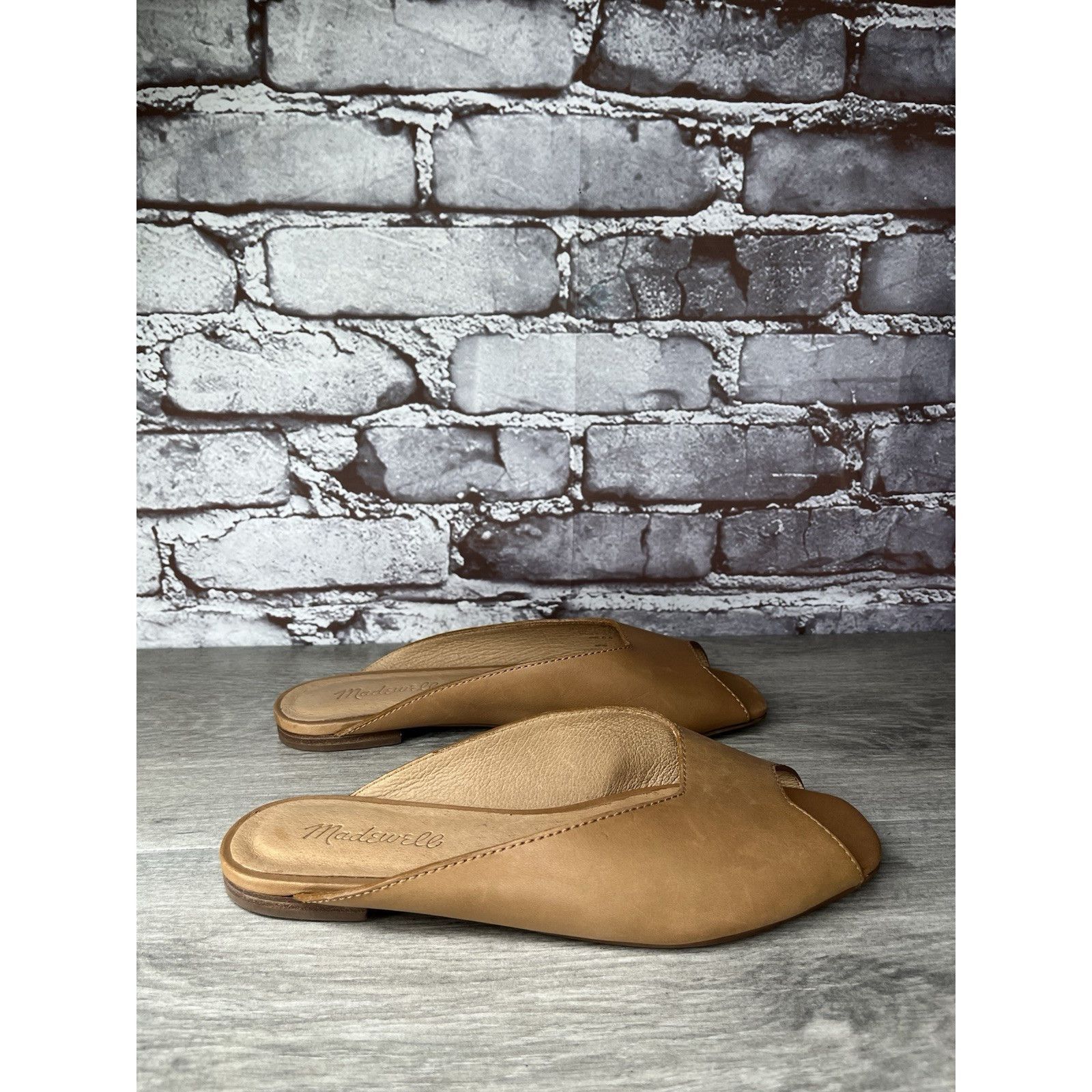 Madewell Madewell The Erica Peep-Toe Mule in English Saddle tan leath Size US 6.5 / IT 36.5 - 12 Thumbnail