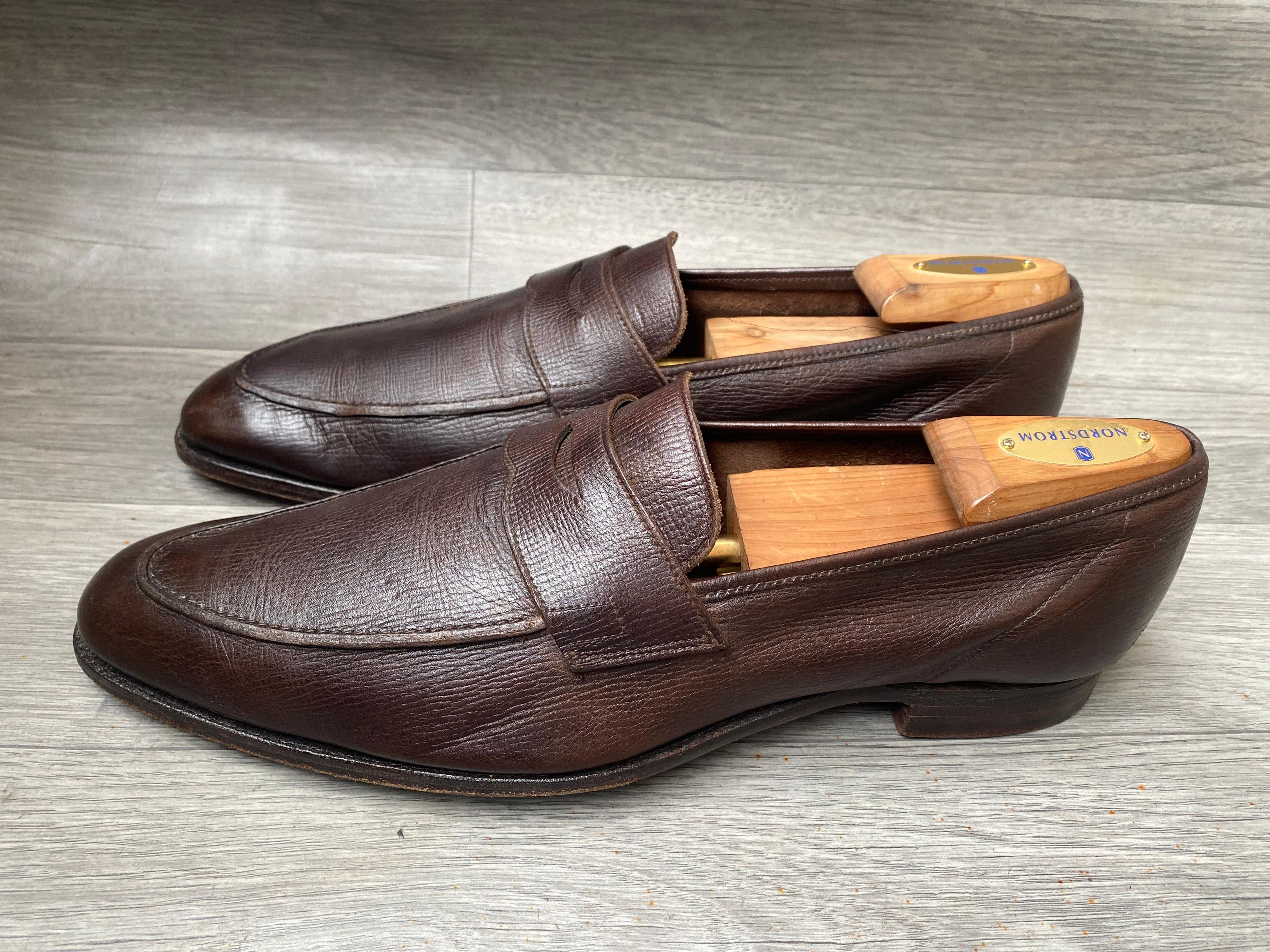 Crockett & Jones Crockett&Jones Brown Grain Leather Penny Loafers Sz US 10.5E Size US 10.5 / EU 43-44 - 2 Thumbnail