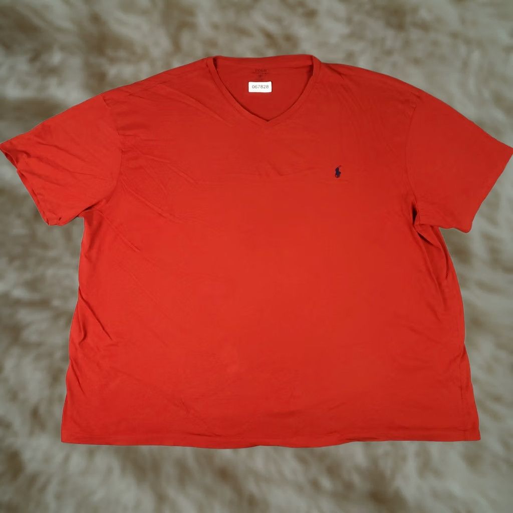 Ralph Lauren Ralph Lauren T Shirt Mens Big 4XB Red V Neck Pony Casual Short Sleeve Crew Neck Logo Vintage No Size US XXL / EU 58 / 5 - 1 Thumbnail