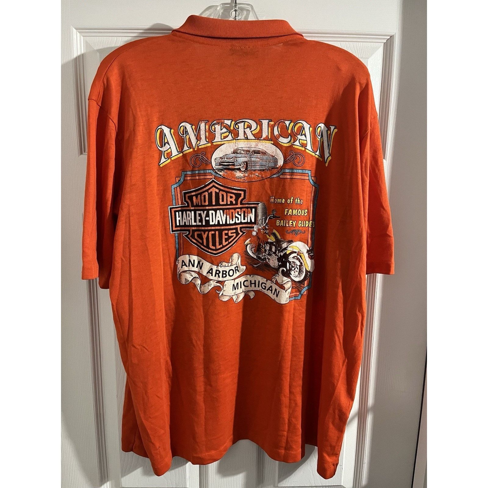 Harley Davidson Vtg Harley Davidson American Ann Arbor Michigan Polo 1990 Size US XXL / EU 58 / 5 - 6 Thumbnail