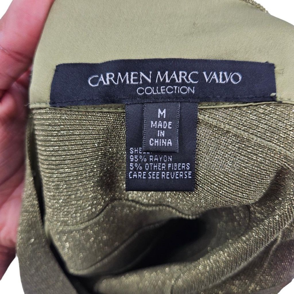 The Unbranded Brand Carmen Marc Valvo Olive Halter Neck Jeweled Bandage Dress Size M / US 6-8 / IT 42-44 - 7 Thumbnail