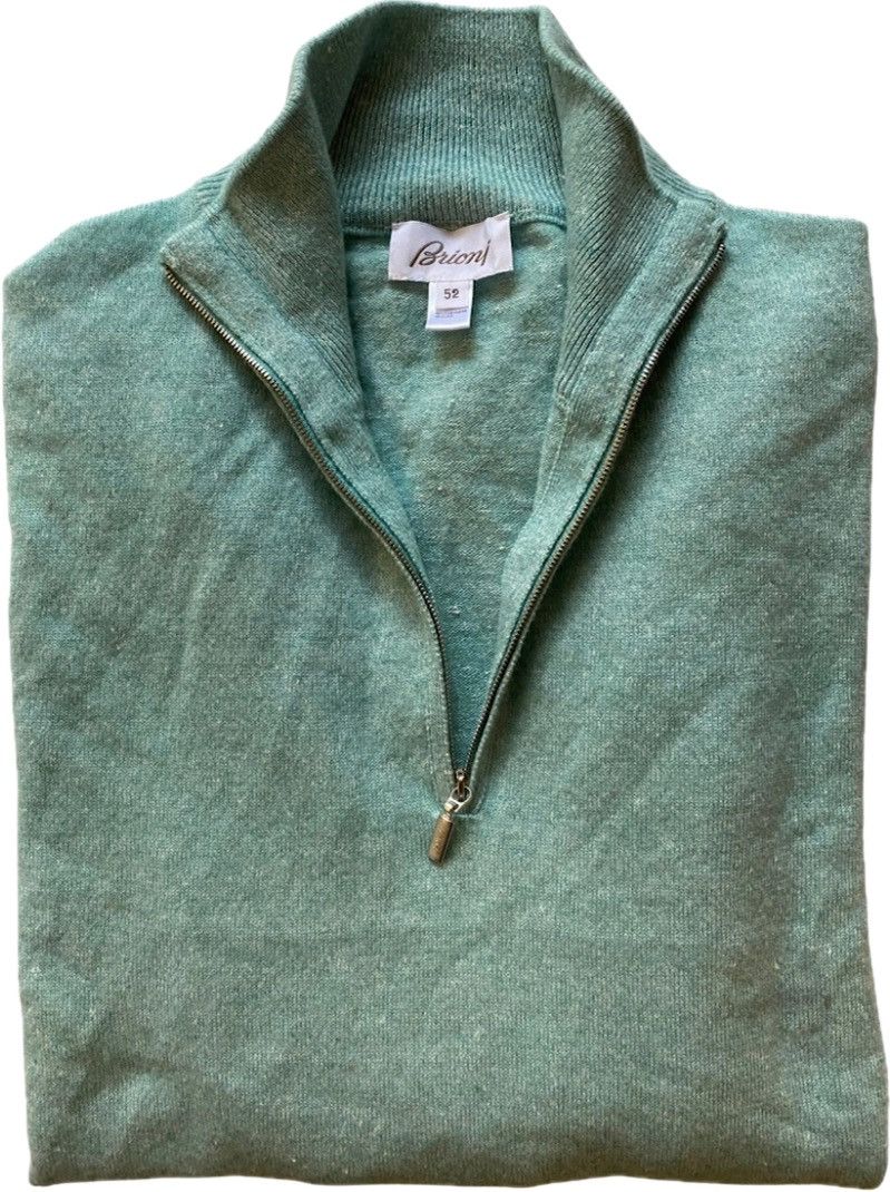 Brioni NEW Brioni 3/4 Zip Knit Long Sleeve Cashmere/Silk Size 52 Size US L / EU 52-54 / 3 - 1 Thumbnail