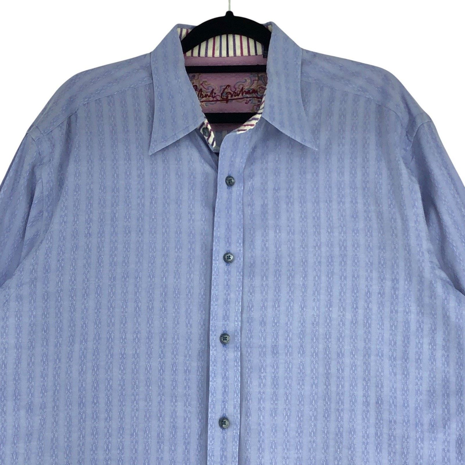 Robert Graham Robert Graham Shirt L Lilac Jacquard Stripe Button Contrast Size US L / EU 52-54 / 3 - 2 Thumbnail