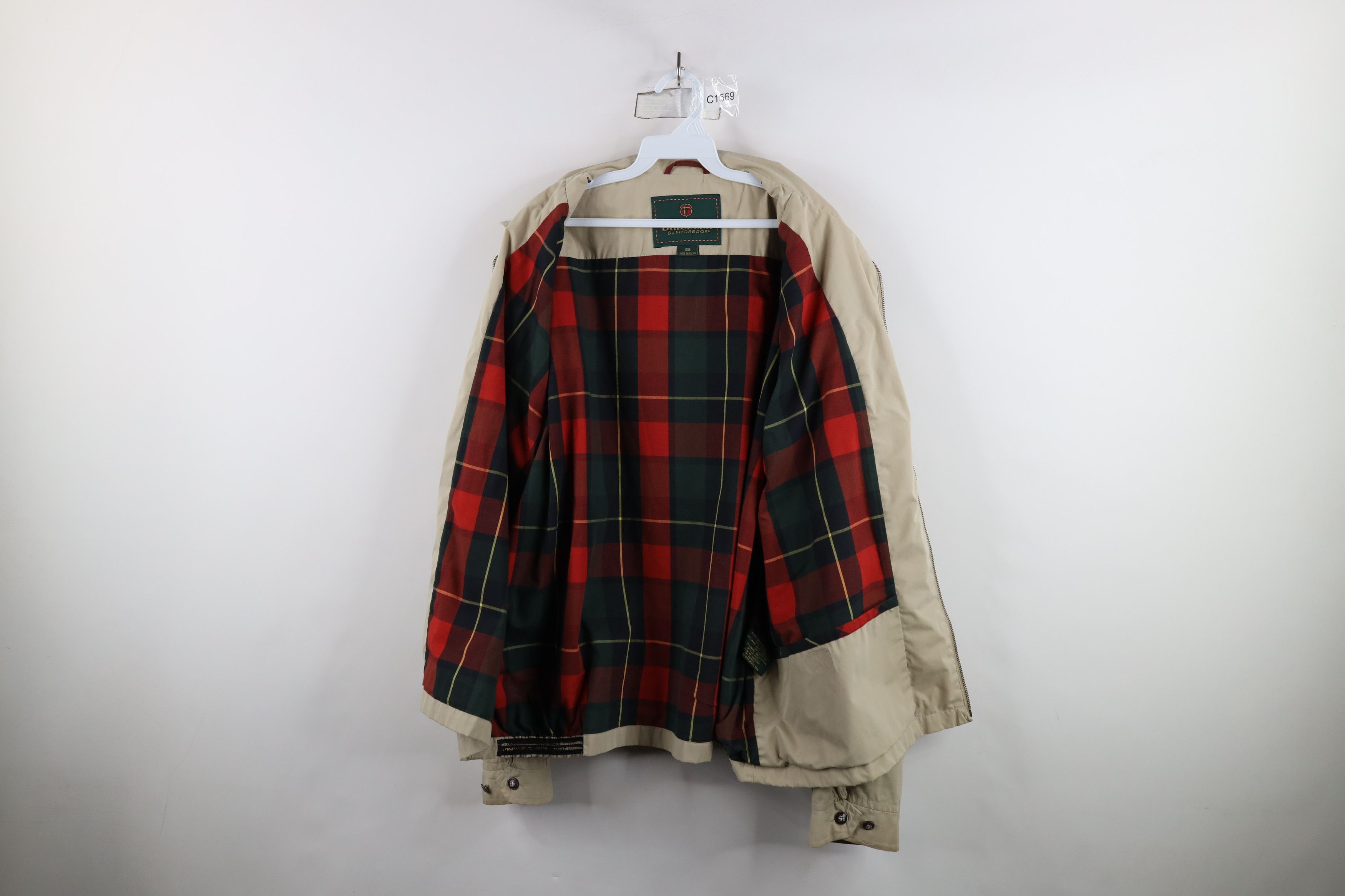 Vintage Vintage 90s McGregor Flannel Lined Bomber Jacket Beige Size US XXL / EU 58 / 5 - 9 Thumbnail