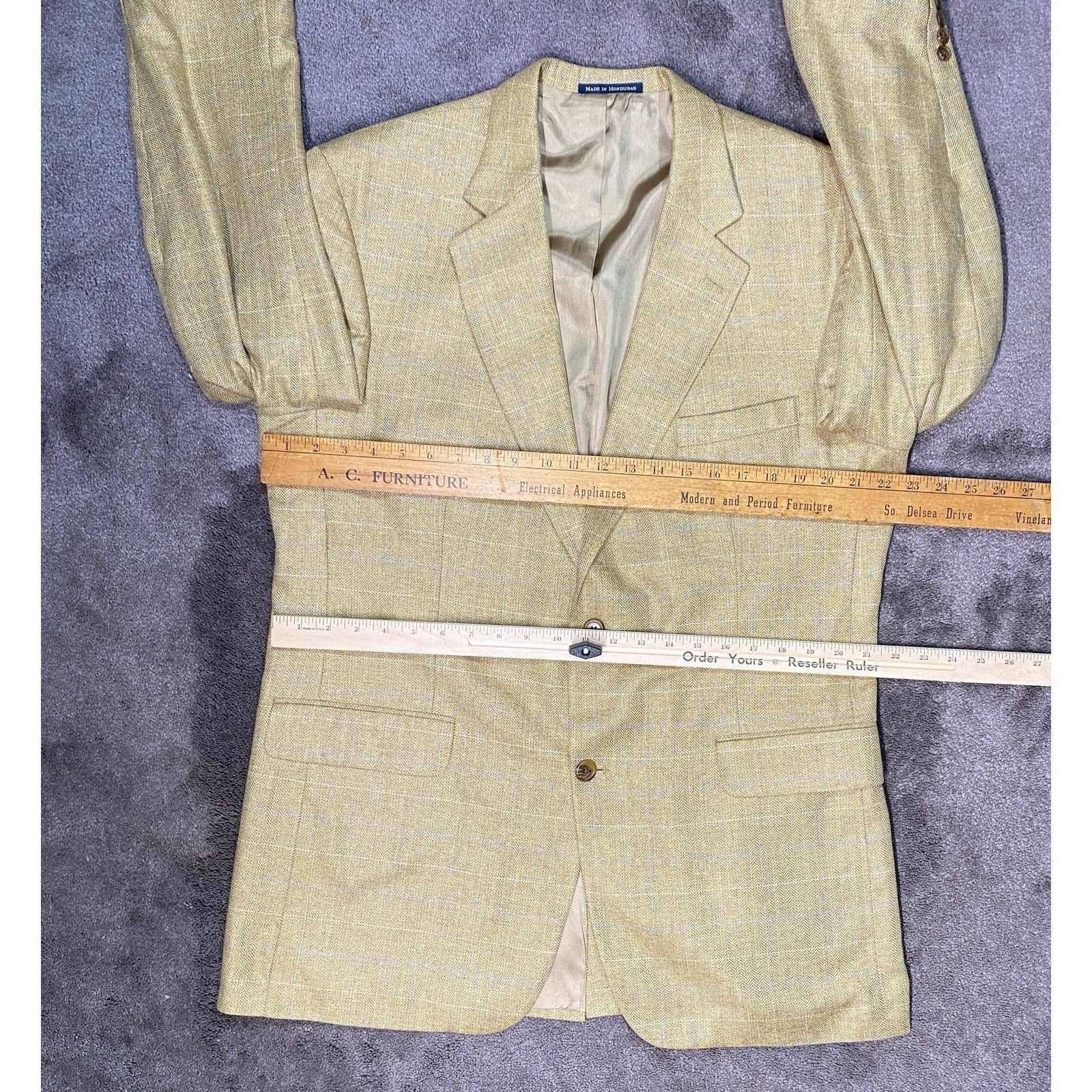 Lands' End Lands' End Men 44 LONG 100% Silk Herringbone Blazer Size 44L - 12 Thumbnail