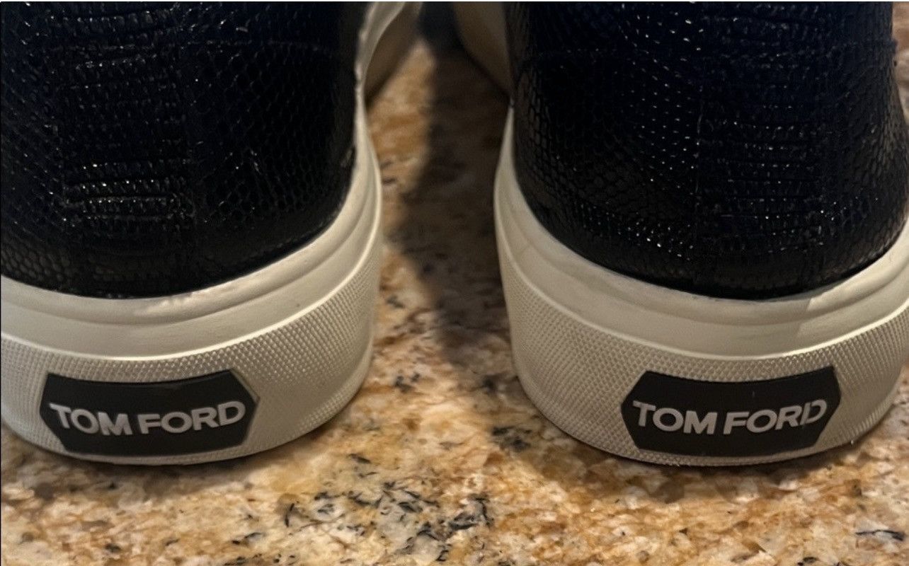 Tom Ford Tom Ford Men’s Black Cambridge Lizard Skin Sneakers Size US 12 / EU 45 - 4 Thumbnail