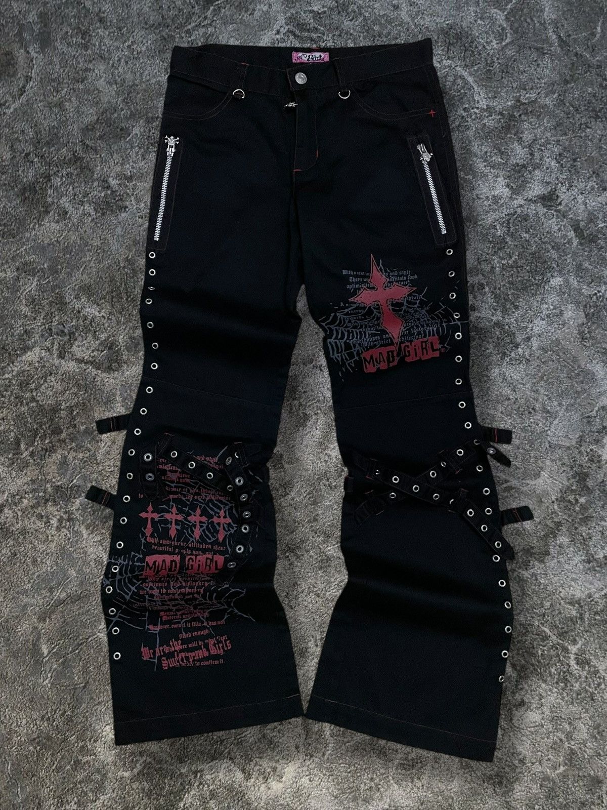 パンツ mad punks girl skull flared pants Y2K mad punks girl skull flared pants Y2K