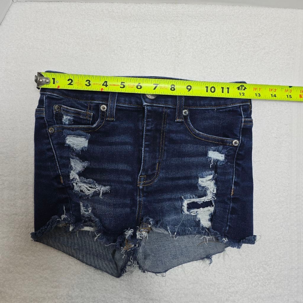 American Eagle Outfitters Women's American Eagle Distressed Hi-Rise Shortie J Shorts00 Size 24" / US 00 / IT 34 - 16 Thumbnail