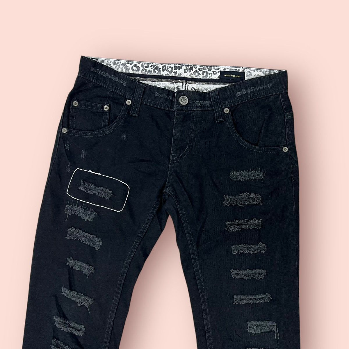 Hysteric Glamour × If Six Was Nine × Japanese Brand VINTAGE WWL DISTRESSED STUDDED BLACK JEANS JAPAN Size 30" / US 8 / IT 44 - 10 Thumbnail