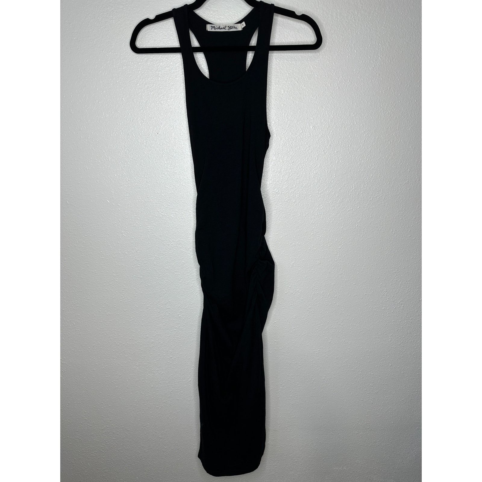 Michael Stars Michael Stars Black Midi Racerback Ruched Side Tank Dress S Size S / US 4 / IT 40 - 2 Thumbnail