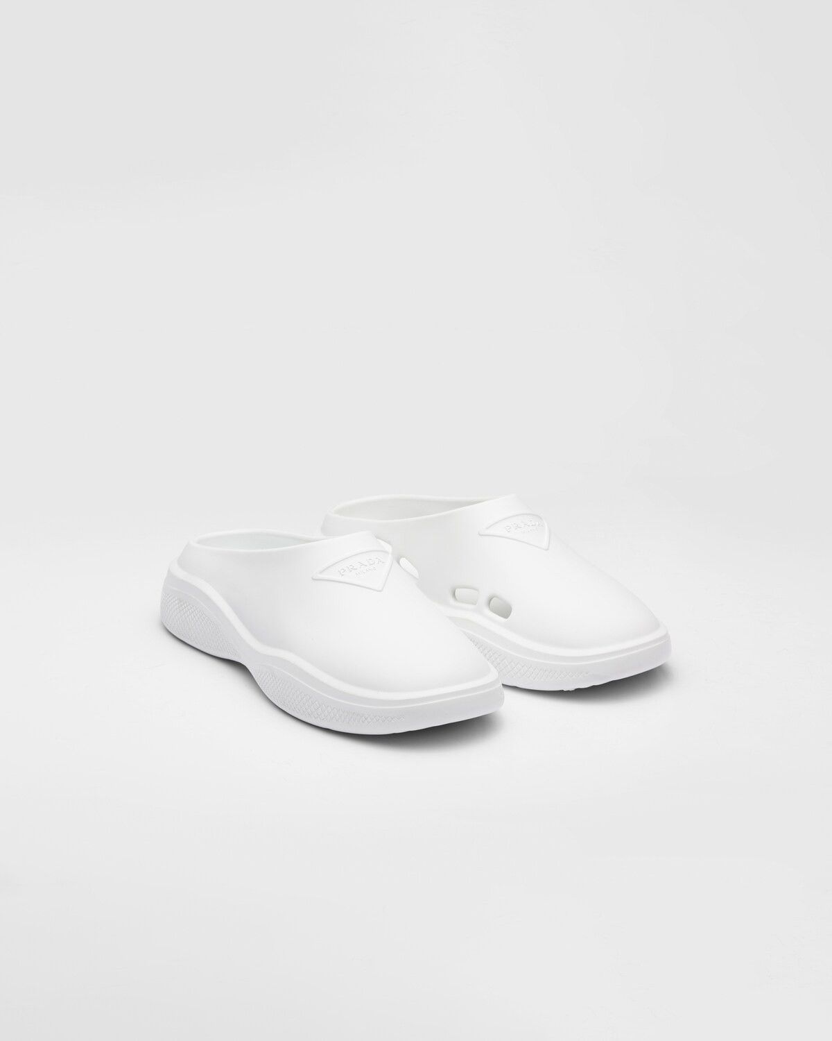 Prada o1B3y1r0226 Foam Rubber Mules in White Size US 7 / IT 37 - 2 Thumbnail