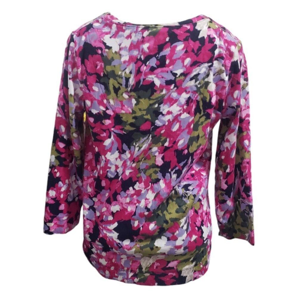 Chicos CT1841 Chico's Floral Long Sleeve V-neck Top M Size M / US 6-8 / IT 42-44 - 3 Thumbnail