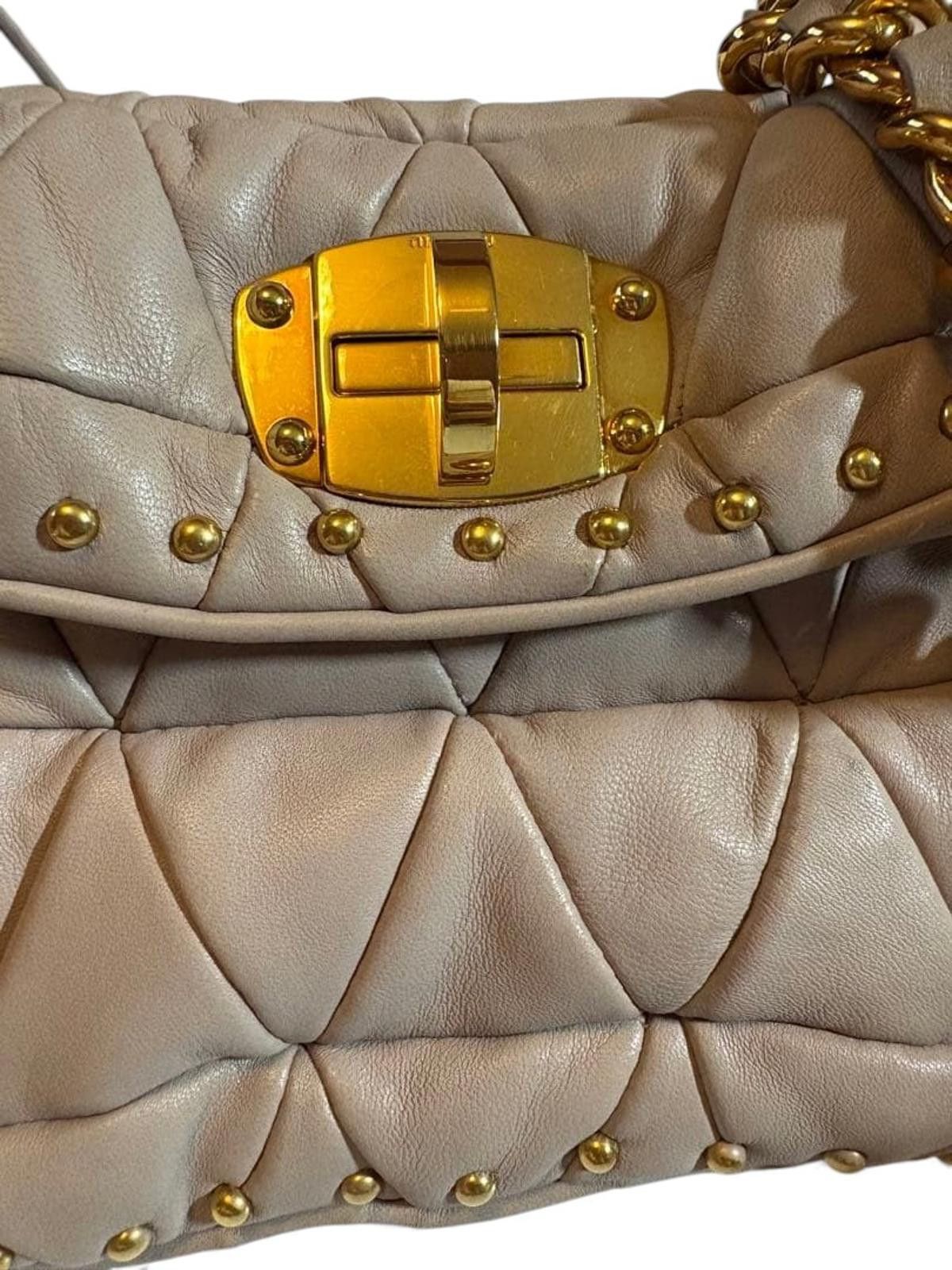 Miu Miu Miu Miu - Quilted Leather Shoulder Handbag with Gold Studs Size ONE SIZE - 4 Thumbnail