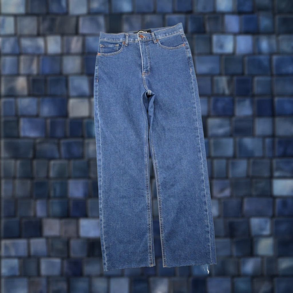 Express Express Jeans High Rise Straight Leg Blue Stretch Denim 4R Womens Size 27" / US 4 / IT 40 - 1 Thumbnail