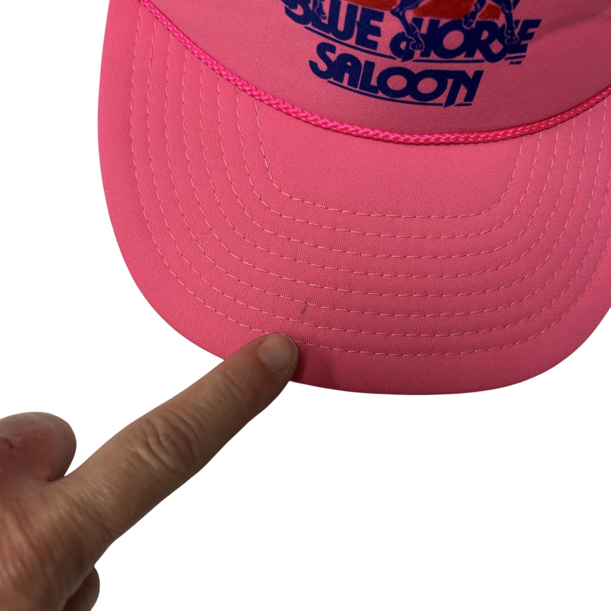 Nissan 90's NEON PINK Mesh TRUCKER Hat BLUE HORSE SALOON Snapback Size ONE SIZE - 8 Thumbnail