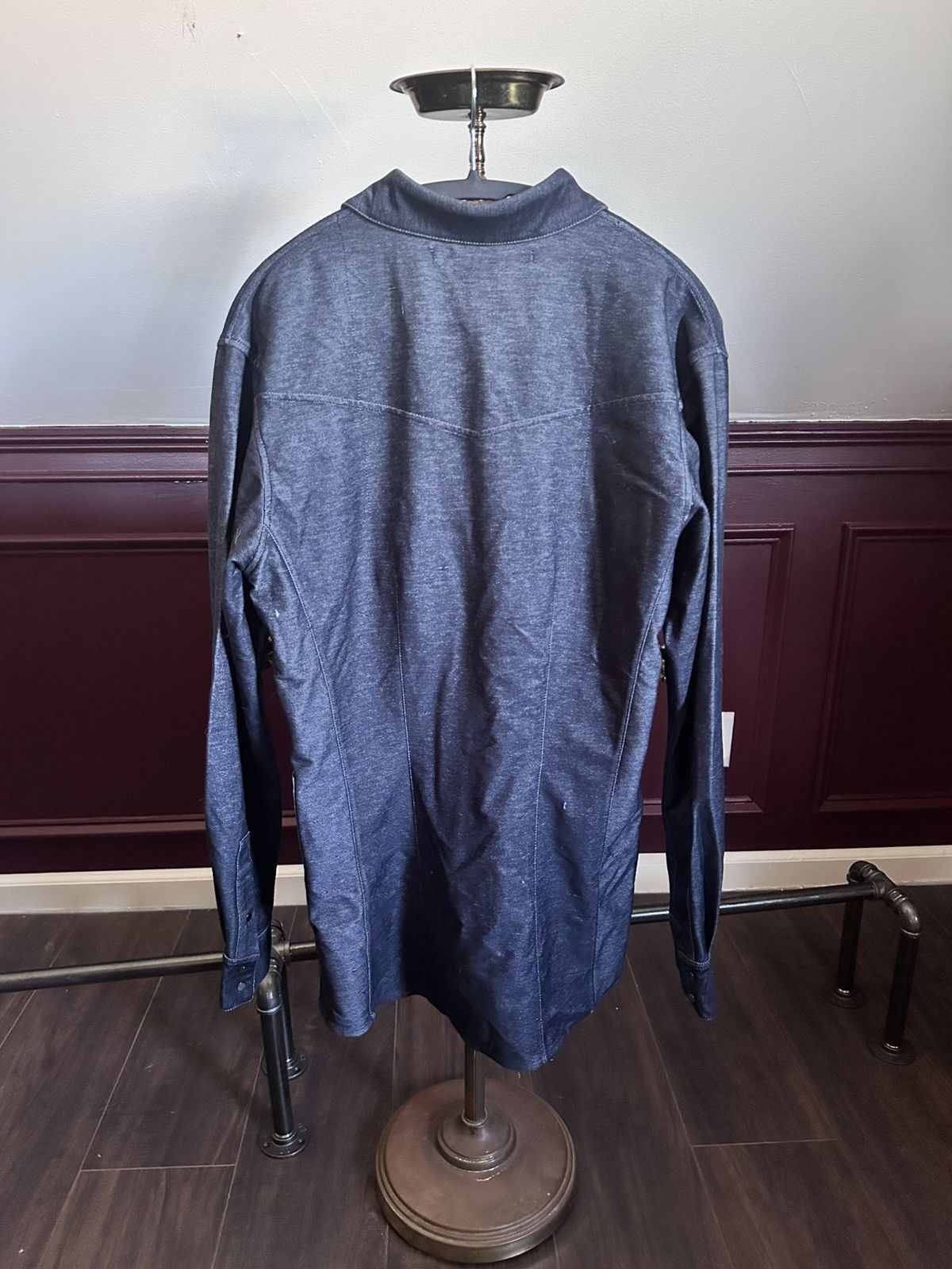 Pyer Moss RARE early denim snap button leather patch shirt jacket Size US M / EU 48-50 / 2 - 8 Thumbnail