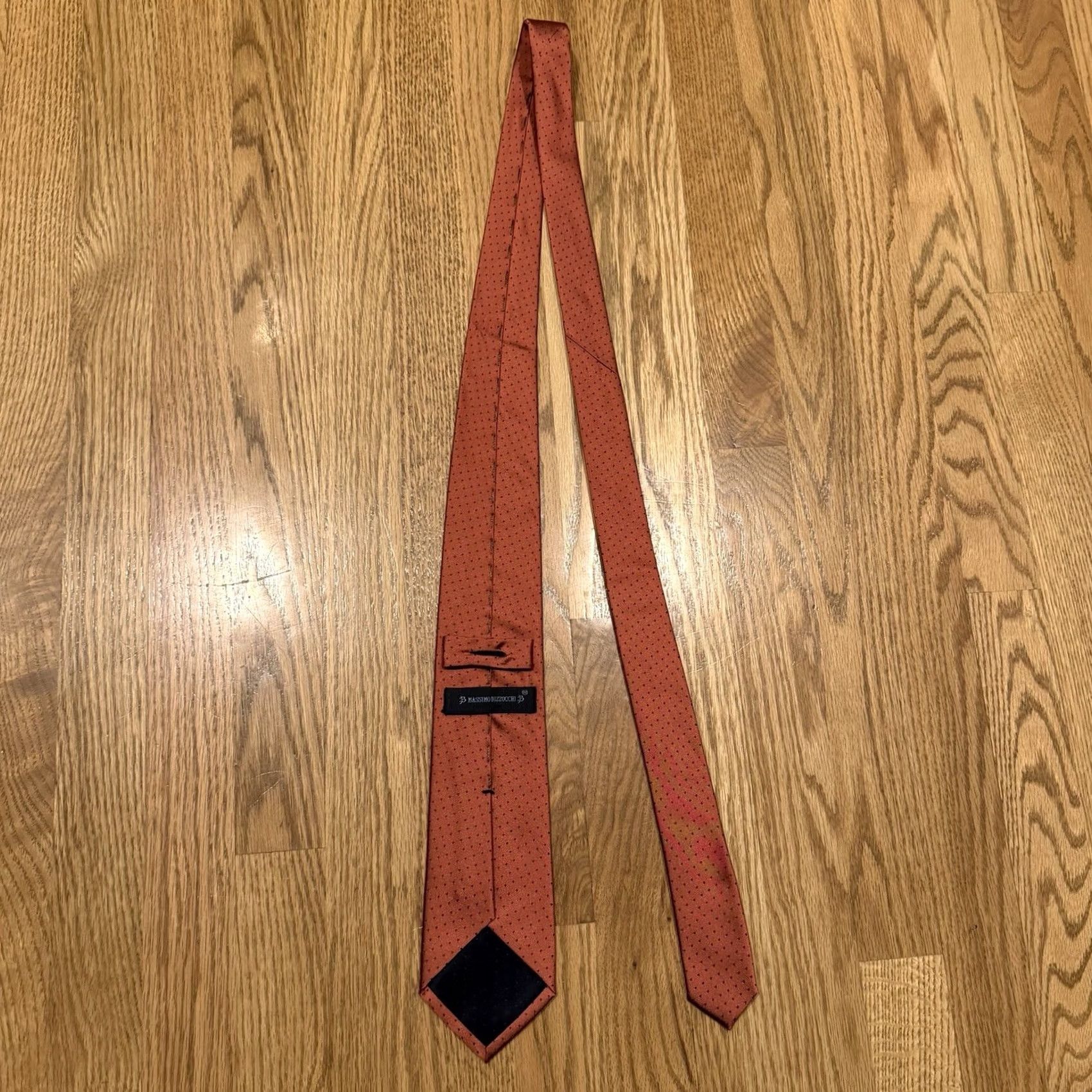 Vintage VINTAGE Massimo Bizzocchi Tie Men’s Orange Polka Dot 100% Silk Designer Made in Italy Size ONE SIZE - 5 Thumbnail