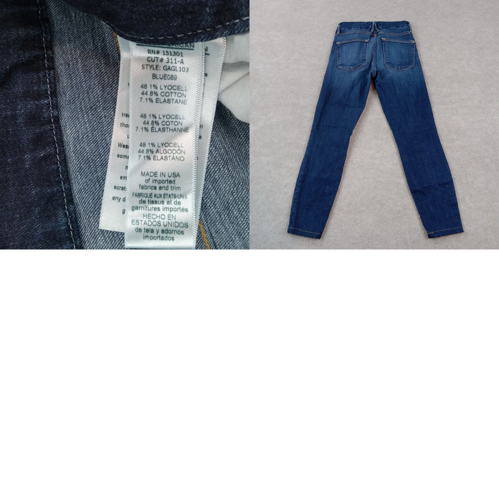 Good American Good American Women's Size 2/26 Blue Skinny Jeans Stretch Regular Fit Cotton Size 26" / US 2 / IT 38 - 8 Thumbnail