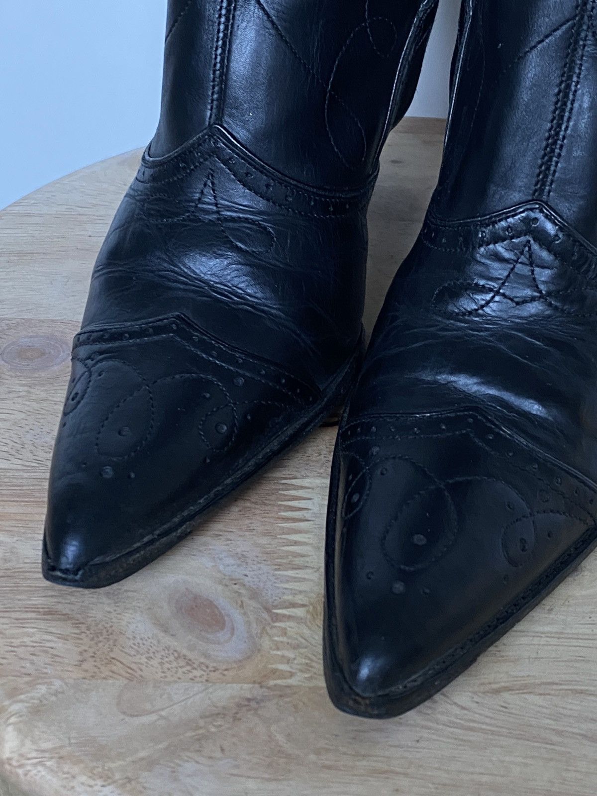 Prada × Vintage Prada Vintage Leather Western Cowboy Boots in Black Size US 6.5 / IT 36.5 - 2 Thumbnail
