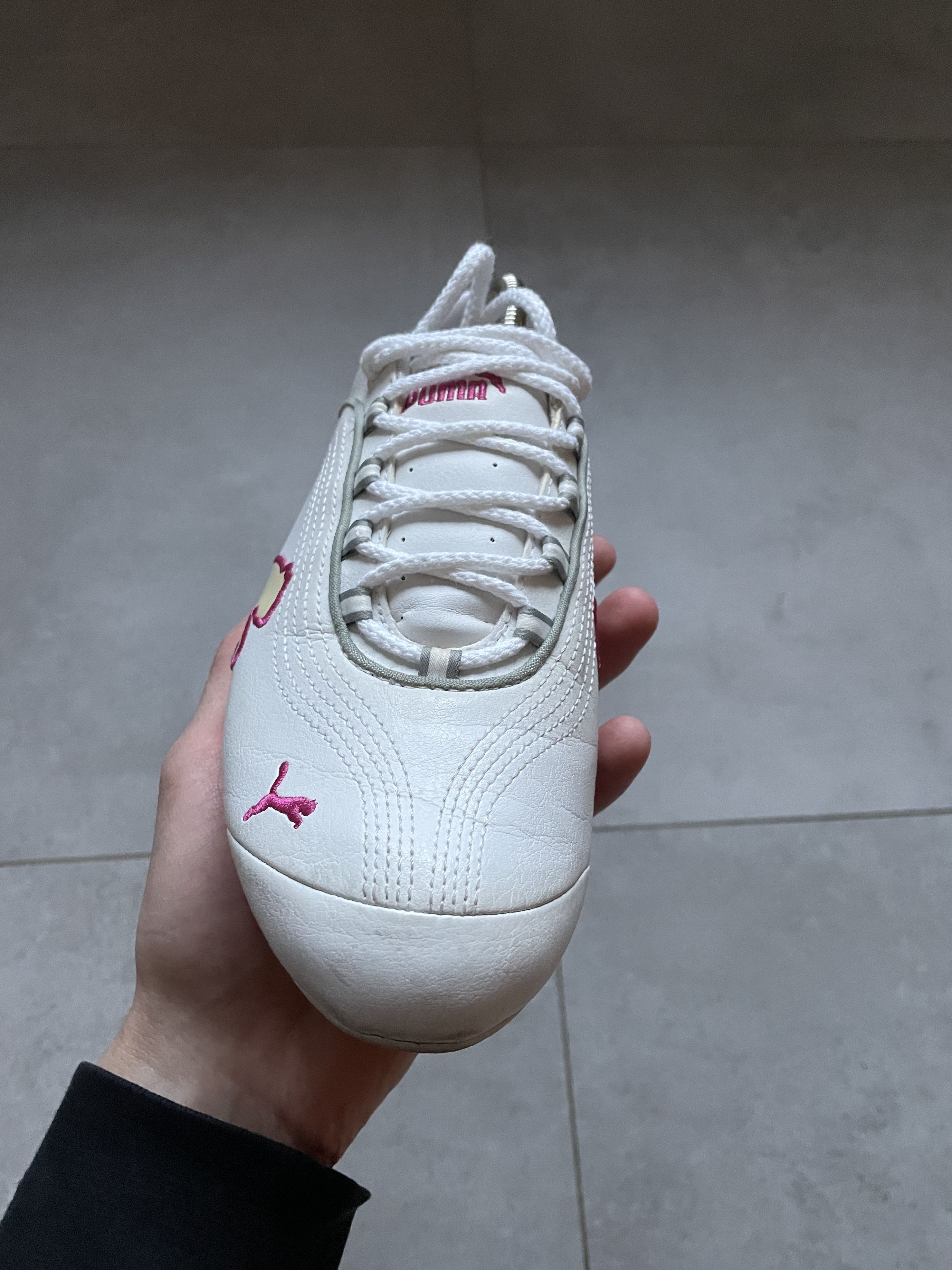 Puma VINTAGE Y2K PUMA WHITE PINK LEATHER ASANA MOSTRO SNEAKERS Size US 7.5 / IT 37.5 - 2 Thumbnail