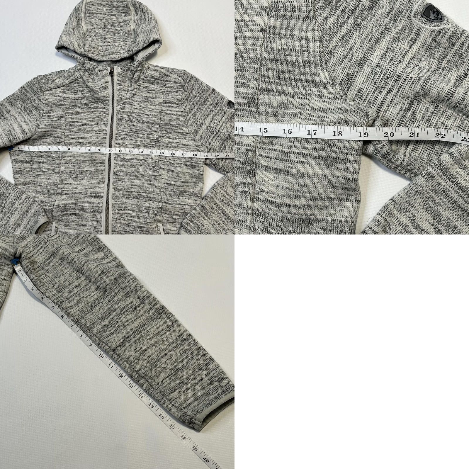 Vintage KÜHL Jacket Womens M Gray Full Zip Hooded Fleece Outdoors Pockets Jacket, 100% Polyester, Knit, Logo, Zipper, Casual, Travel, All Seasons, Wool? Size M / US 6-8 / IT 42-44 - 9 Thumbnail