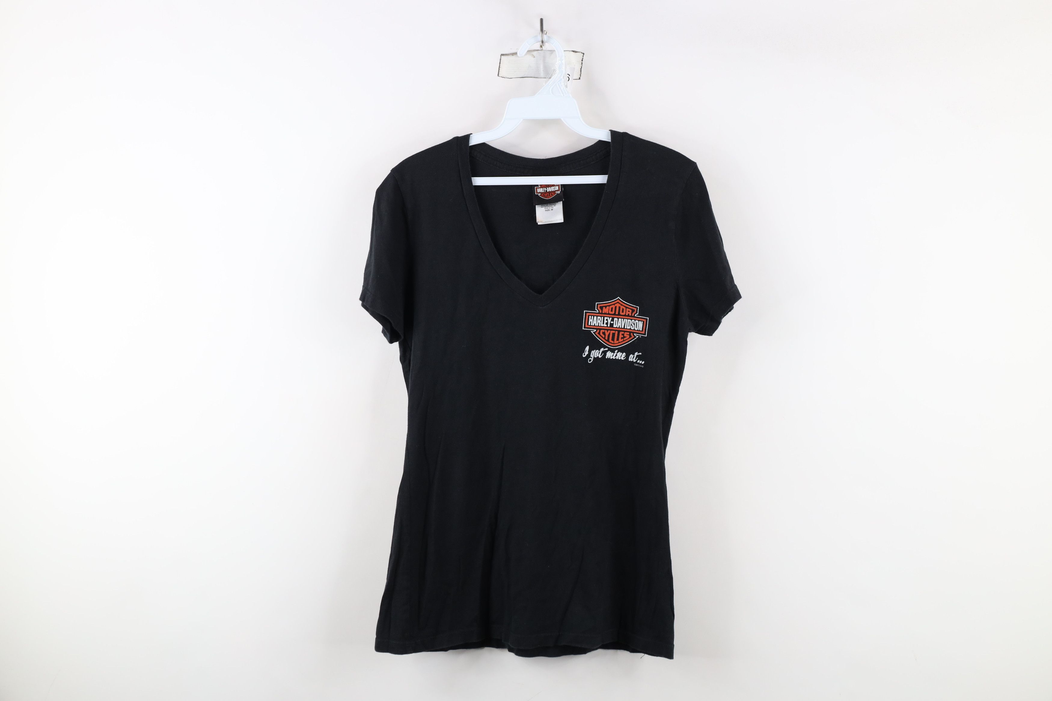 Harley Davidson × Vintage Vintage Y2K Harley Davidson Spell V-Neck T-Shirt Black USA Size M / US 6-8 / IT 42-44 - 1 Thumbnail