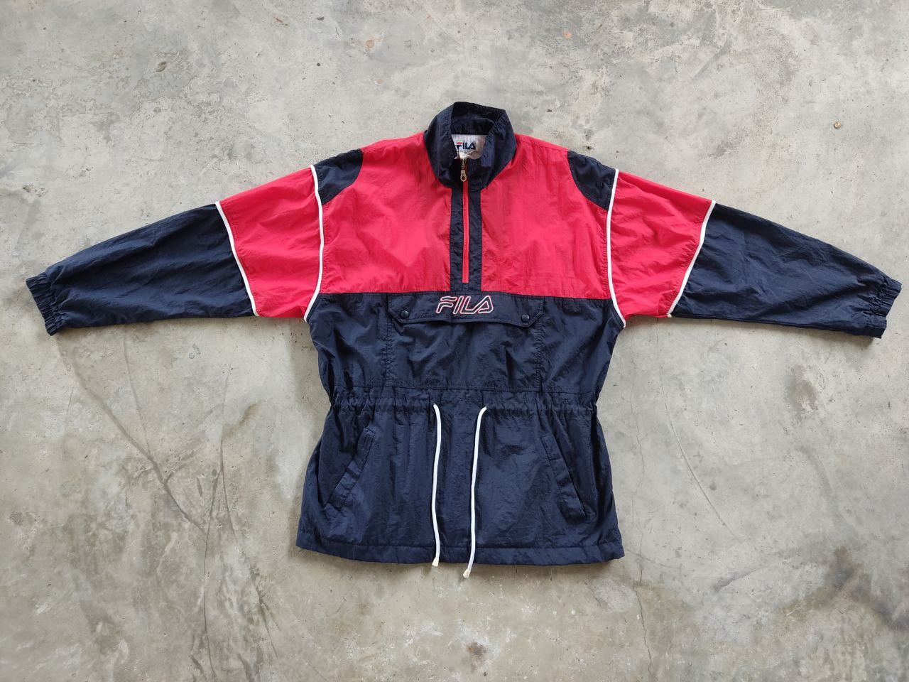 Fila × Vintage Vintage 90s Fila Center Spellout Half Zipper Light Jacket Size US XL / EU 56 / 4 - 1 Thumbnail