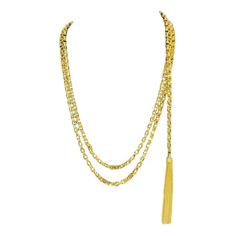 Saint Laurent Paris o1b1hav111124 Size: OS / Collier Double Chaine Necklace Gold Size ONE SIZE - 2 Thumbnail