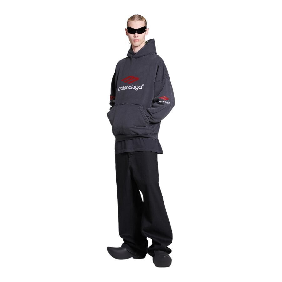 Balenciaga o1srvl11e0425 3B Sports Icon Hoodie Oversized in Black Size US L / EU 52-54 / 3 - 3 Thumbnail