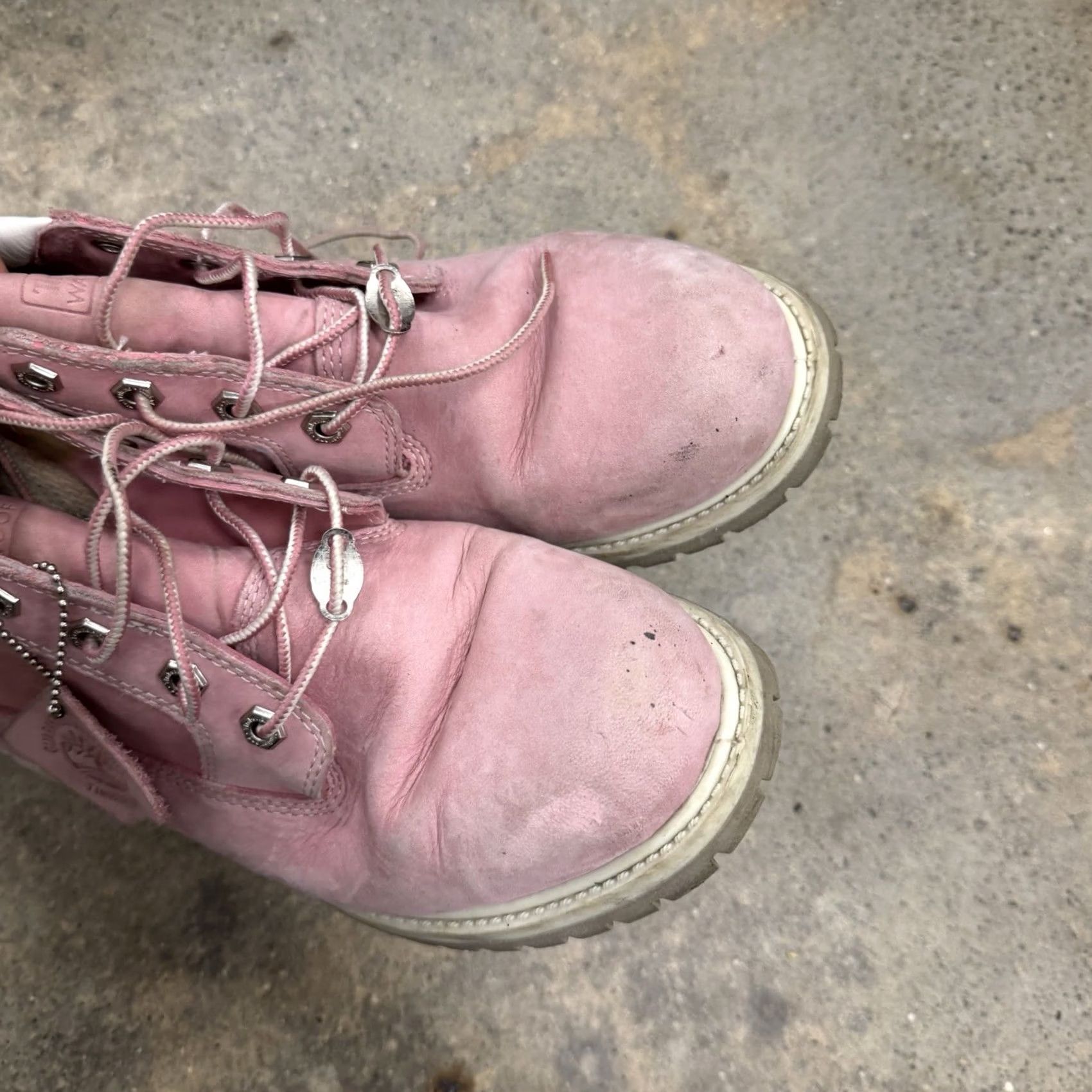 Timberland Timberland Pink Nubuck Leather Ankle Boots Womens Size 9M Lace Up Tree Logo Bootie Shoe Size US 7 / IT 37 - 7 Thumbnail