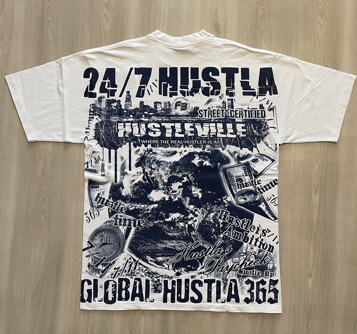 Vintage Vintage Y2K Hustleville Cash Rolex AOP Raptee Mens XL Size US XL / EU 56 / 4 - 4 Thumbnail