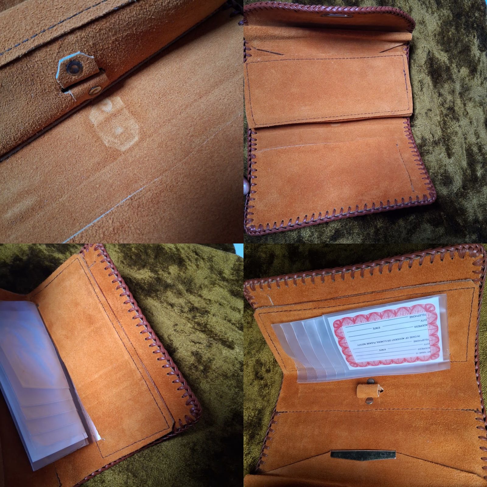 Vintage VINTAGE Tooled Leather Wallet Trifold Checkbook Photos FAYE Red Roses Floral Braided Trim Hippie Style Women Wallet 7.5" Brown Leather Size ONE SIZE - 10 Thumbnail